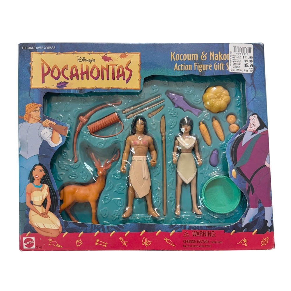 VTG 1995 NIB Disney Mattel Pocahontas Kocoum Nakoma Action Figure Toys Gift Set
